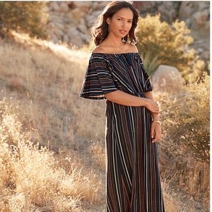 Like New  Garnet Hill Black Off-The-Shoulder Maxi Dress Size Large